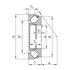 推力調(diào)心滾子軸承 29244-E1-MB, 根據(jù) DIN 728/ISO 104 標(biāo)準(zhǔn)的主要尺寸，單向，可分離