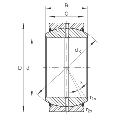關節軸承 GE20-DO-2RS, 根據 DIN ISO 12 240-1 標準, 需維護，兩側唇密封