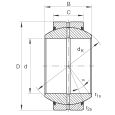 關節軸承 GE260-FO-2RS, 根據 DIN ISO 12 240-1 標準, 需維護，兩側唇密封