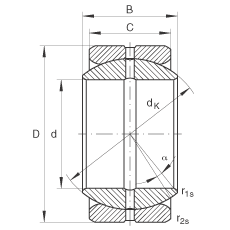 關節軸承 GE38-ZO, 根據 DIN ISO 12 240-1 標準，英制尺寸，需維護