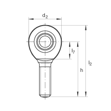 桿端軸承 GAR20-UK, 根據 DIN ISO 12 240-4 標準，帶右旋外螺紋，需維護