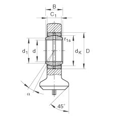 液壓桿端軸承 GK50-DO, 根據(jù) DIN ISO 12 240 標(biāo)準(zhǔn)，帶焊接面，需維護(hù)