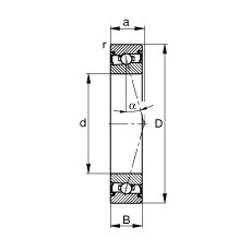 主軸軸承 HSS71902-C-T-P4S, 調(diào)節(jié)，成對安裝，接觸角 α = 15°，兩側(cè)唇密封，非接觸，加嚴(yán)公差