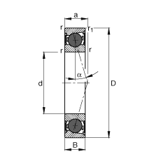 主軸軸承 HCB7016-C-2RSD-T-P4S, 調節，成對或單元安裝，接觸角 α = 15°，陶瓷球，兩側唇密封，非接觸，限制公差