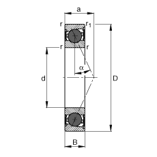 主軸軸承 HCB7205-E-2RSD-T-P4S, 調節，成對或單元安裝，接觸角 α = 25°，陶瓷球，兩側唇密封，非接觸，限制公差