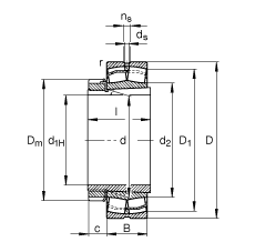 調心滾子軸承 23136-E1A-K-M + H3136, 根據 DIN 635-2 標準的主要尺寸, 帶錐孔和緊定套