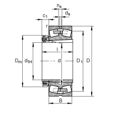 調心滾子軸承 239/900-K-MB + H39/900, 根據 DIN 635-2 標準的主要尺寸, 帶錐孔和緊定套